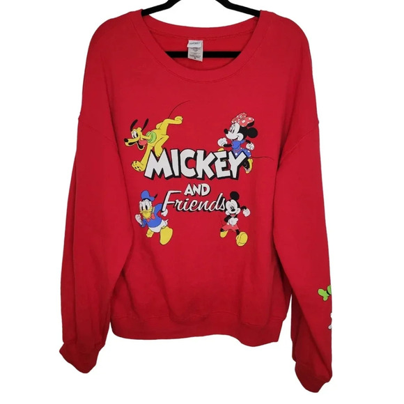 DISNEY Mickey And Friends Red Graphic Sweatshirt Women's Size XXL 2X 19 - Picture 1 of 9
